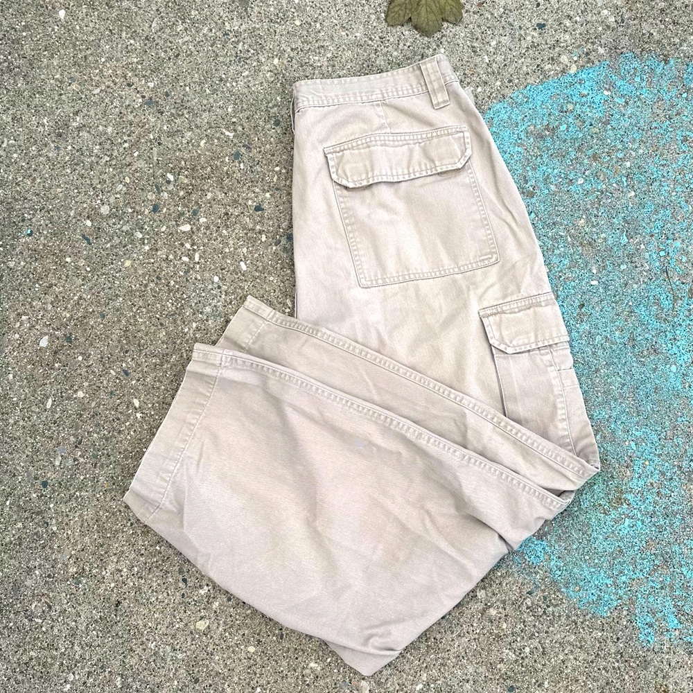 Vintage 90s Y2K Basic Editions Khaki Cargo Pants - 33 x 30